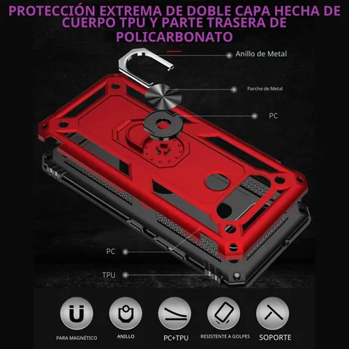 Vista 4 de TJS - Funda para teléfono LG K51, funda para teléfono LG Q51, funda para teléfono LG Reflect (negro) with Tempered Glass Screen Protector Metal
