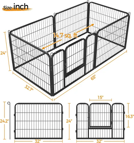 Vista 2 de Topeakmart Corralito para perros extra ancho de 6 paneles de 24 pulgadas