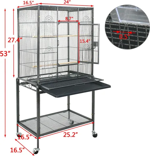 Vista 6 de SUPER DEAL Jaula grande de hierro forjado de 53 pulgadas para cacatúas, conure, periquitos, pinzones, Budgie, Lovebird Canary, casa mediana