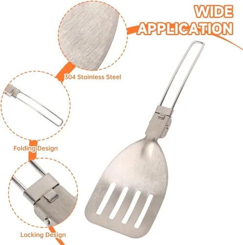 Vista 4 de Espátula plegable – Mini espátula portátil de acero inoxidable con mango plegable para camping, picnic, viajes, senderismo, barbacoa