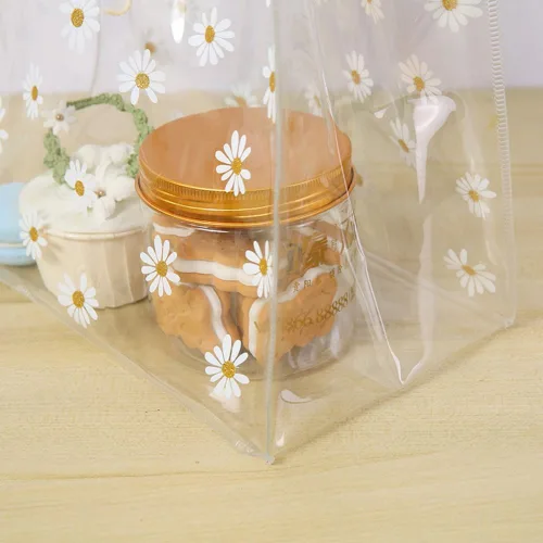 Vista 9 de YMASELA Bolsa de regalo transparente con asas (9.8 x 9.1 x 5.5 pulgadas, 2 unidades) bolsa de embalaje de regalo impermeable de plástico resistente