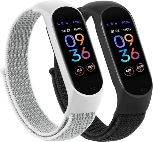 Vista 12 de Wanme Bandas de nailon para Amazfit Band 5 correas de repuesto para mujeres y hombres, paquete de 2 correas deportivas de nailon suave compatibles