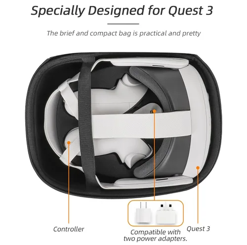 Vista 2 de Hooshion Carrying Case for Meta Quest 3 Accessories, Protector Travel Storage Case for Meta VR3 Official Gaming Headset and Touch Controllers, hard