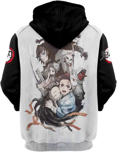 Vista 2 de Hoodies Kimets-no-Yaiba Cosplay Costume Hoodies 3D Printed Pullover Sweatshirt Jacket