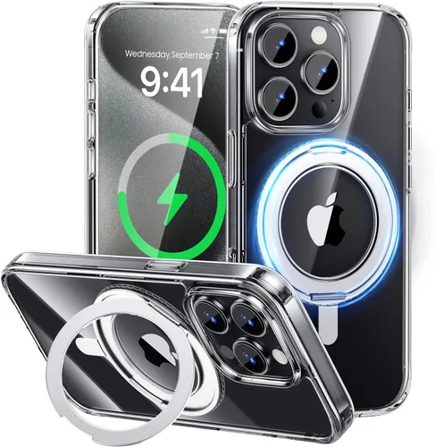 Vista 26 de MAGIC JOHN Soporte Magnético Invisible Giratorio 360° para Funda de iPhone 14 Pro [Agarre Antideslizante] [Compatible con MagSafe] 16 Pies