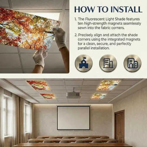 Vista 6 de Cubiertas de luz fluorescente para luces de techo, cubierta magnética de nube para lámparas fluorescentes o LED de 2 pies x 4 pies para aula, hogar