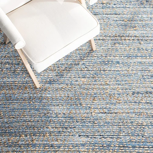 Vista 5 de Safavieh - Colección Cape Cod CAP350A, tapete tejida a mano en algodón natural y azul, Yute