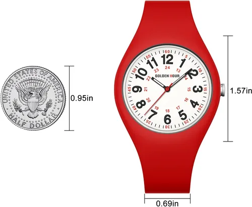 Vista 2 de GOLDEN HOUR Relojes deportivos impermeables analógicos unisex para enfermeras, profesionales médicos, estudiantes, esfera militar brillante y fácil