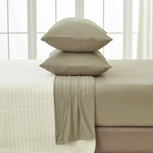 Vista 3 de Juego de sábanas de lujo tamaño individual con 1 funda de almohada, tela ultrasuave, refrescante y transpirable, sábanas verdes, juego de 3 piezas