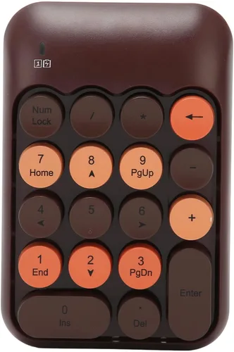 Vista 4 de POCREATION Teclado numérico inalámbrico de 18 teclas de color retro con teclas de acceso directo para calculadora de computadora, receptor USB