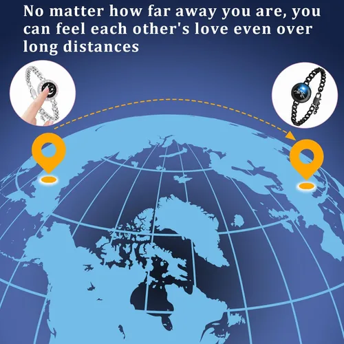 Vista 7 de Long Distance Touch Bracelets,Vibration & Light up Remote Smart Matching Couples Bracelet for Couple Long Distance Relationship Girlfriend Boyfriend