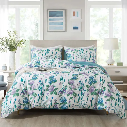 Vista 83 de HoneiLife Juegos de Fundas de Edredón Twin - Funda de Edredón Floral 100% Algodón, Juego de Ropa de Cama Transpirable de 2 Piezas con Cierre