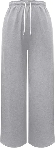 Vista 5 de Pantalones deportivos para mujer, pierna ancha, talla grande, pantalones cargo negros con bolsillos, cintura elástica sólida, casual, ajuste