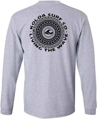 Vista 18 de Koloa Surf - Camiseta de algodón de manga larga con logotipo de círculo tribal para hombre, talla regular, grande y alta Azul acuático/logotipo