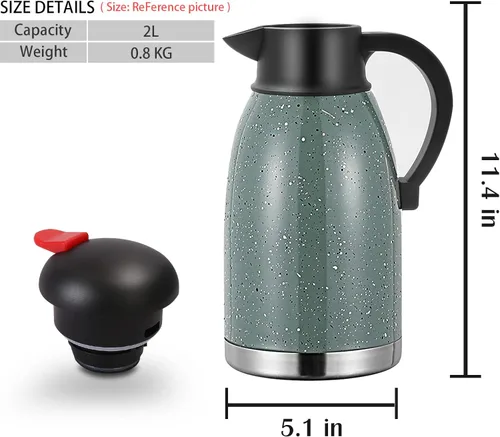 Vista 2 de Yummy Sam Jarra de café térmica de acero inoxidable 68oz, verde