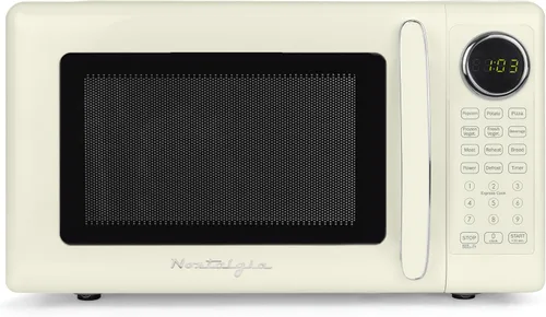 Vista 7 de Nostalgia Retro - Horno de microondas para encimera - Incluye 12 ajustes preprogramados y reloj digital - 0.9 pies cúbicos - 800 vatios - Amarillo