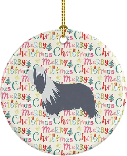 Vista 61 de Caroline's Treasures Affenpinscher - Adorno de cerámica con texto en inglés "Merry Christmas", multicolor para colgar en el árbol de Navidad