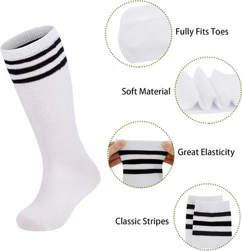 Vista 2 de Zando 4 pares de calcetines de fútbol para niños, calcetines de béisbol y sóftbol, calcetines atléticos juveniles para niños y niñas, calcetines