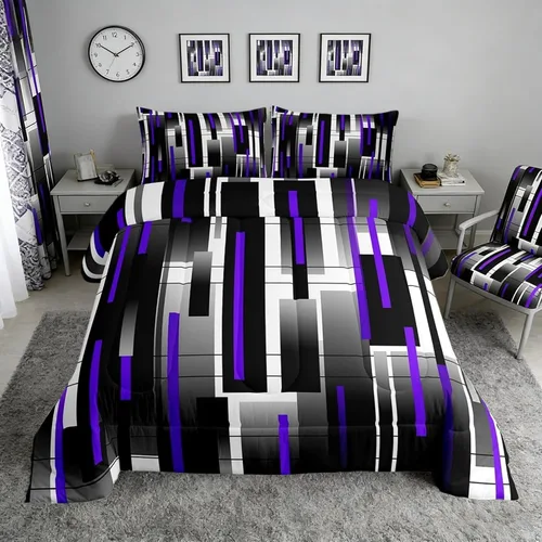 Vista 70 de Castle Fairy Juego de edredón con estampado azteca occidental, juego de ropa de cama geométrica a rayas marrones para niños y adolescentes