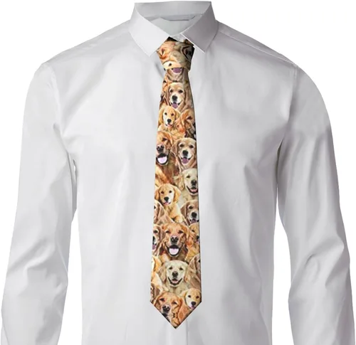 Vista 4 de OPSREY Labrador Retriever Perros Imprimir Corbata de los Hombres Corbata Moda Causal Clásico Flaco Corbata Para Boda Cena Fiesta, Negro