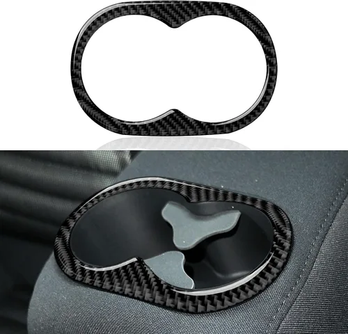 Vista 13 de Calcomanías de ventilación para consola central de automóvil, accesorios para Dodge Challenger 2015-2023, calcomanías interiores de fibra de carbono