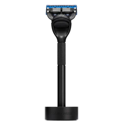 Vista 2 de Bolin Webb Generation Razor & Stand - Maquinillas de afeitar de lujo para hombres con 5 cuchillas Gillette Fusion, afeitadora de aluminio de alta