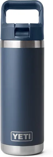Vista 18 de YETI Rambler Botella de 18 onzas, aislada al vacío, de acero inoxidable con tapa de popote a juego de colores, rojo rescate