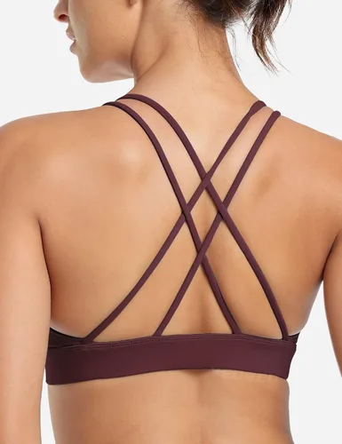 Vista 2 de YEOREO Bella - Brasier deportivo para mujer, con cuello en V, tirantes cruzados, espalda cruzada, brasier de yoga acolchado para fitness