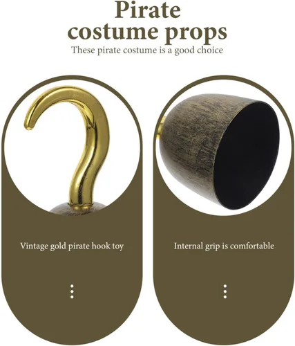 Vista 7 de Disfraz de Capitán Pirata Gancho – Ganchos de plástico para decoración de Halloween y Cosplay
