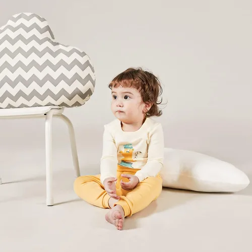 Vista 3 de moimoln Sibling - Pijama de manga larga de algodón suave y cálido de 6 meses a 8 años