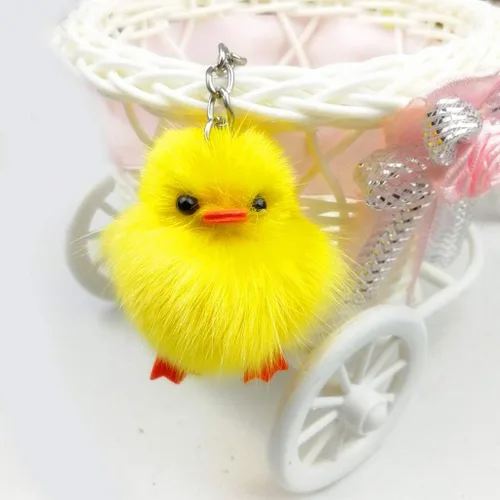 Vista 8 de LIANGLIN WU llavero para mujeres y hombres, 5 piezas peludas de pato amarillo pelusa suave pollitos llaveros Pascua llavero bolso joyería accesorios