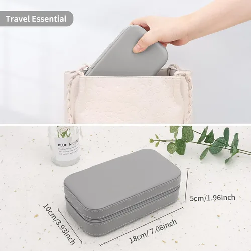 Vista 6 de DesignSter Joyero de viaje, estuche de joyería portátil de piel sintética, pequeñas cajas de joyería para regalos, organizador de joyas de viaje