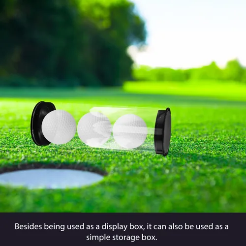 Vista 2 de CLISPEED Tubo de almacenamiento de pelotas de golf, paquete de 2 soportes de plástico transparente para pelotas de golf con tapas, vitrina
