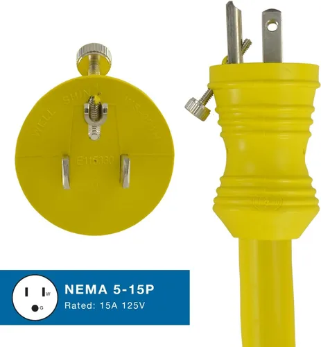 Vista 2 de Conntek 14422 RV adaptador flexible Enchufe Macho 15 Amp con tornillo a 50 Amp 125/250 V, conector hembra de bloqueo