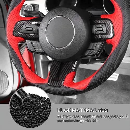 Vista 4 de Jimen Compatible con Ford Mustang 2015-2023, accesorios de moldura para volante (fibra de carbono)