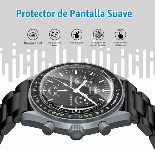 Vista 3 de Stanchev Protector de cristal para Moonswatch, protector de pantalla de TPU suave antiarañazos, compatible con Swatch Omega Moonwatch, protector