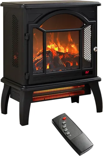 Vista 10 de Calentador eléctrico independiente de chimenea de 17 pulgadas con efecto de llama 3D (negro, 17 pulgadas)