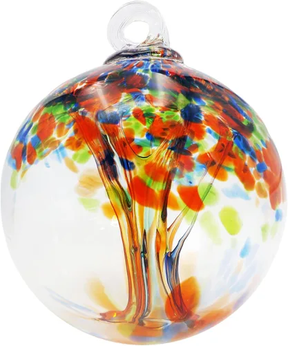 Vista 9 de Dale Tiffany Vidrio soplado a mano, 3 pulgadas de diámetro, color aguamarina, Colección Árbol de la Vida, Globo de Bruja Colgante para Jardín