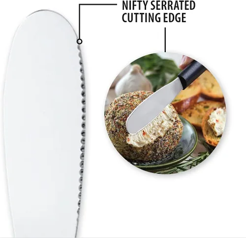 Vista 3 de Rada Cuchillo esparcidor de cubiertos – Hoja dentada de acero inoxidable y mango de resina de acero negro fabricado en los Estados Unidos