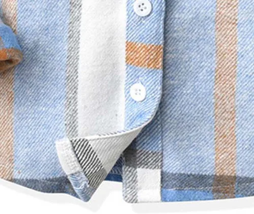 Vista 4 de Chaqueta de franela a cuadros para bebés y niñas, manga larga con botones, para otoño e invierno