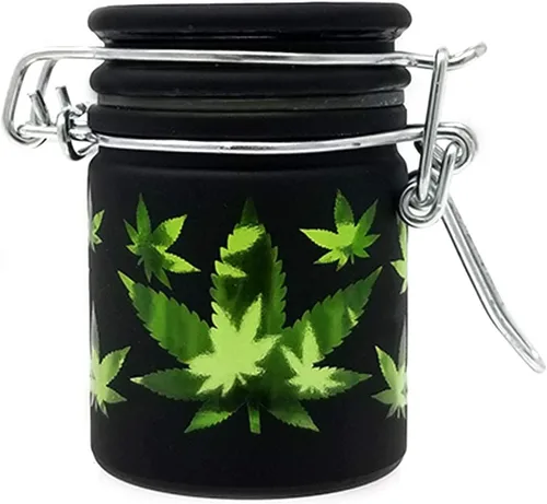 Vista 14 de Frasco hermético de vidrio para almacenamiento de hierbas con tapa de cierre hermético en variedad de diseños (Negro Esmerilado Galaxia)