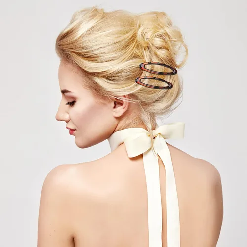 Vista 6 de Waydress 12 piezas de pinzas para el cabello con cierre de presión ovalado para mujeres, pasadores de tortuga de metal, agarres para cabello fino