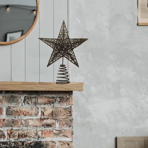 Vista 6 de BinaryABC Estrella para árbol de Navidad, adornos brillantes para decoración del árbol de Navidad, 7.9 in (negro) Durable Iron with a Glittering