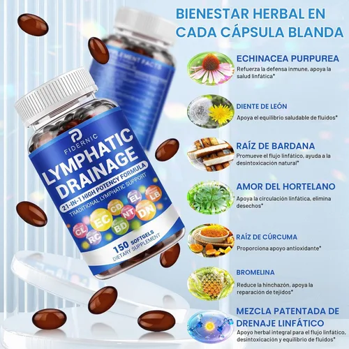 Vista 4 de Suplemento de drenaje linfático: mezcla de hierbas 21 en 1 de apoyo