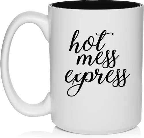 Vista 12 de Daylor Hot Mess Express - Taza de café de cerámica divertida para ella, él, amigo, compañero de trabajo, esposa, esposo (11 onzas, azul)