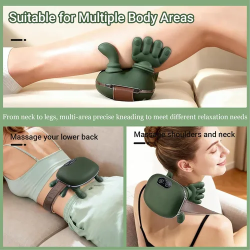 Vista 5 de Masajeador de cuello con dedos, masajeador térmico biónico, masajeador de cuello y hombros, masaje eléctrico inalámbrico portátil Shiatsu 4D, diseño