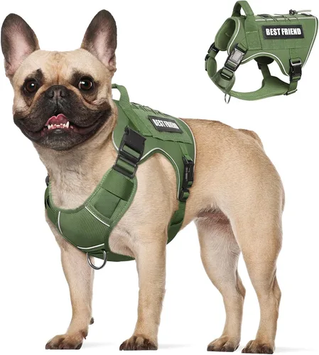 Vista 19 de Arnés Táctico para Perros Talla Pequeña, Sin Tirones Chaleco Militar para Perros con Asa, Arnés Reflectante de Servicio Pesado para Mascotas