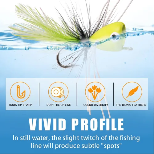 Vista 4 de Kit de señuelos de pesca con mosca, kit de señuelos de pesca con mosca, moscas para pesca con mosca, cebo colorido, moscas de pesca con mosca seca