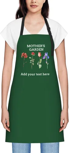 Vista 36 de Delantales personalizados para mujer, diseño de delantal de chef ajustable con nombre, textos, fotos, flores, regalos para el día de la madre