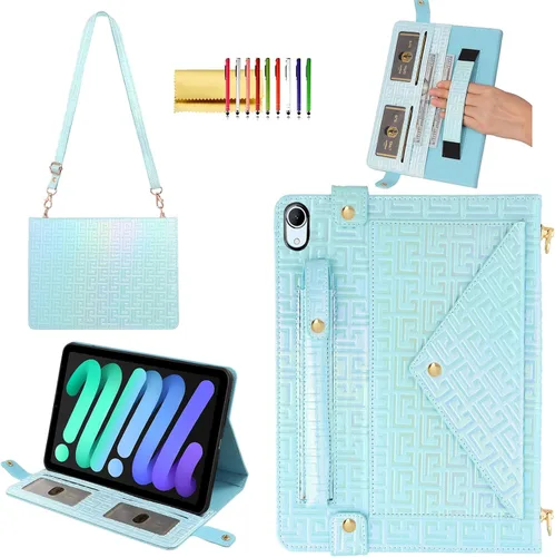 Vista 93 de Funda tipo bolso para iPad mini de 5ª/4ª/3ª/2ª/1ª generación de 7.9 pulgadas, Techcircle funda ligera tipo folio con soporte bandolera con billetera